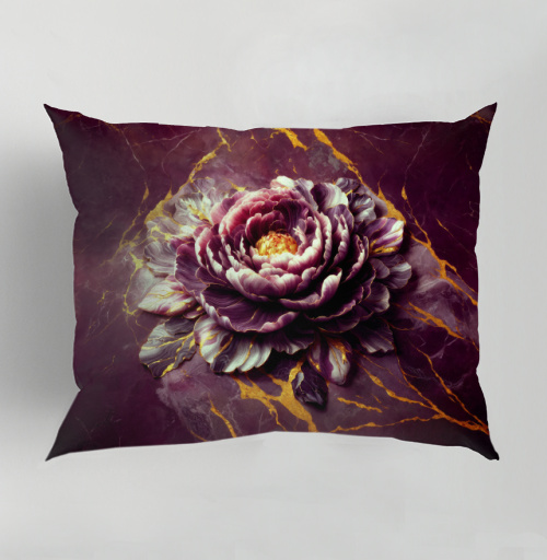 Фотография футболки Golden Marble Peony – Золотой мраморный пион на фоне декоративного изделия