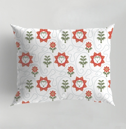 Фотография футболки Heart Flower Pattern – Сердечный цветочный орнамент на черном фоне