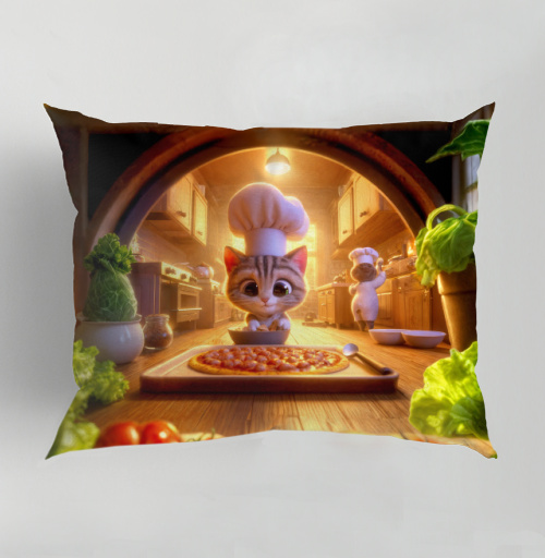 Фотография футболки Chef Cat / Котенок повар старательно готовит вкусную горячую пиццу для всей семьи