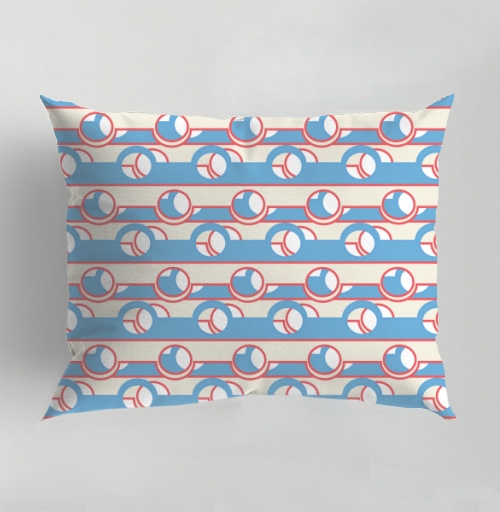 Фотография футболки Blue Coral Geometric Stripe Pattern / Синий коралловый полосатый геометрический ретро орнамент