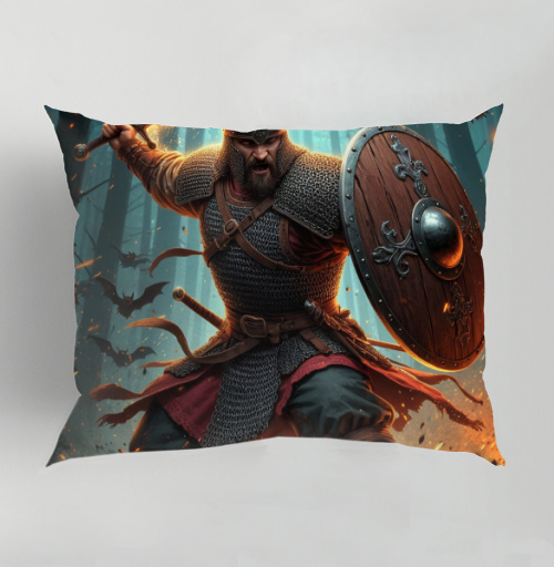 Фотография футболки Viking / Викинг - Яростный викинг с пылающим мечом и щитом воин северная битва