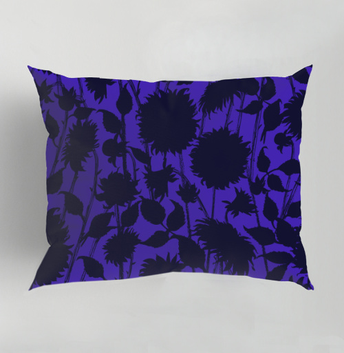 Фотография футболки Black Sunflower Silhouette Черный силуэт подсолнуха синие темные подсолнухи