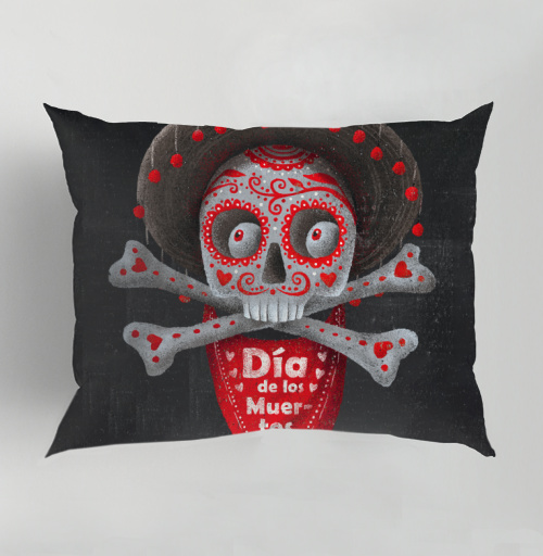 Фотография футболки Череп с сомбреро Día de los Muertos яркий арт