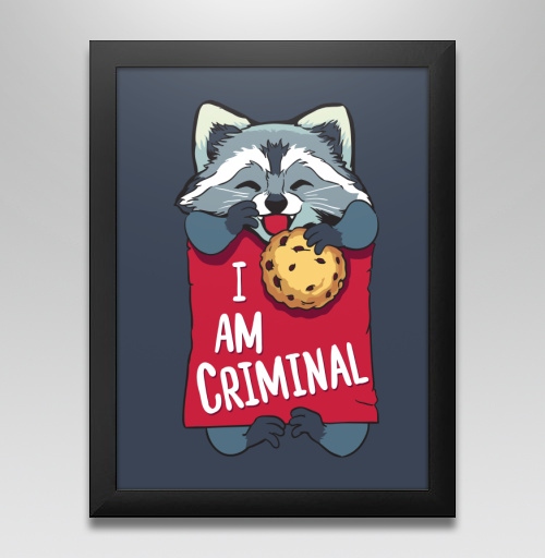 Фотография футболки Милая футболка с енотом и надписью I AM CRIMINAL