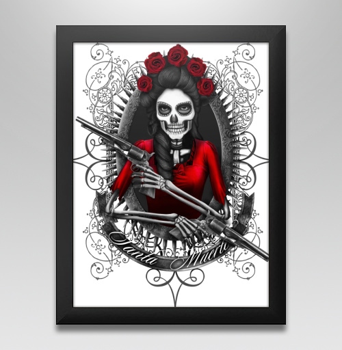 Фотография футболки Картина Santa Muerte: мистический скелет в красном платье