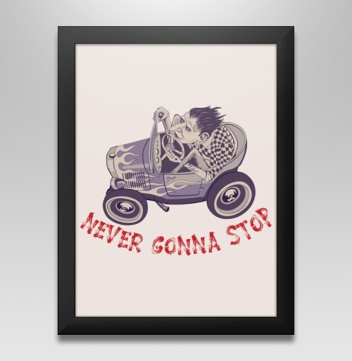 Фотография футболки Хот-род бунтарь с надписью NEVER GONNA STOP
