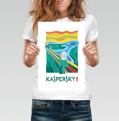 Фотография футболки Современная Интерпретация «Крика» с Логотипом Kaspersky