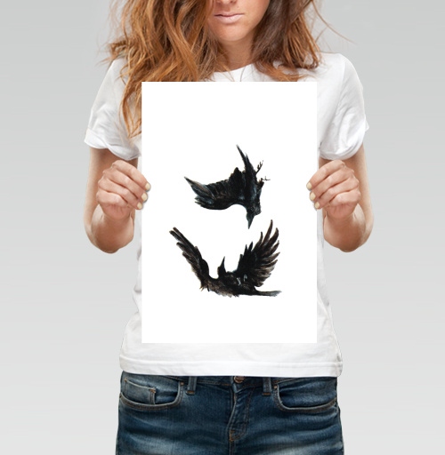 Фотография футболки Crows falling in love / Вороны влюбляются