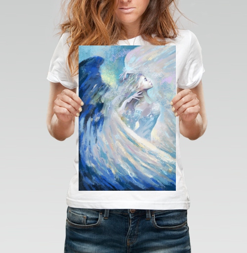 Фотография футболки Небесный ангел в облаках / Celestial angel flying на крыльях любви
