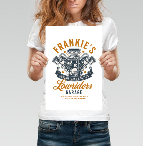 Фотография футболки Эмблема Frankie’s: Классика тюнинга и силы мотора