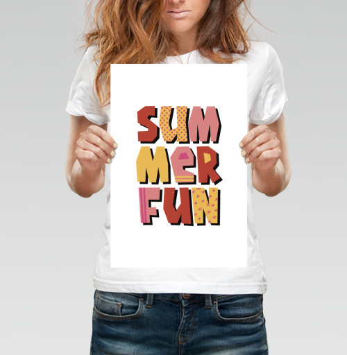 Фотография футболки Летние забавы теплые цвета летний текст summer fun