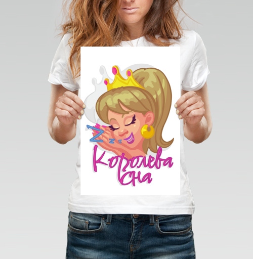 Фотография футболки Мультяшная спящая девушка королева сна