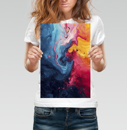 Фотография футболки Энергия Цвета: Абстрактный Взрыв Краски Fluid Art