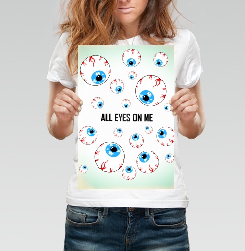 Фотография футболки Футболка с сюрреалистичными глазами и надписью ALL EYES ON ME