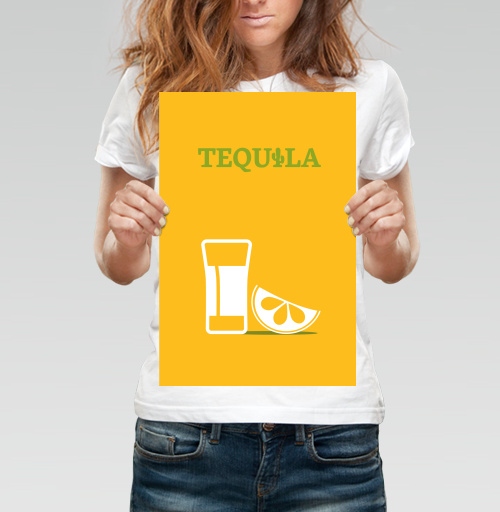 Фотография футболки Яркий минималистичный плакат TEQUILA с мексиканским стилем