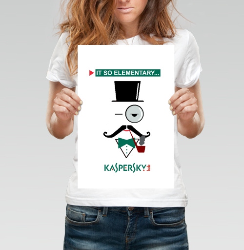 Фотография футболки Стильный минималистичный портрет Шерлока Холмса Kaspersky