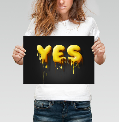 Фотография футболки Объемные желтые капающие буквы да Yes