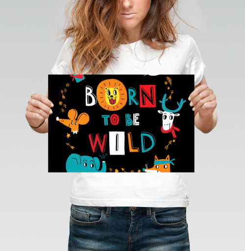 Фотография футболки Born to be Wild / Рожденный быть диким веселые мультяшные животные