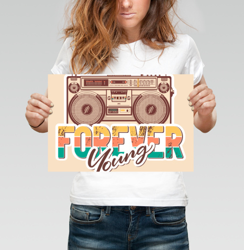 Фотография футболки Ретро бумбокс FOREVER Young винтажный принт