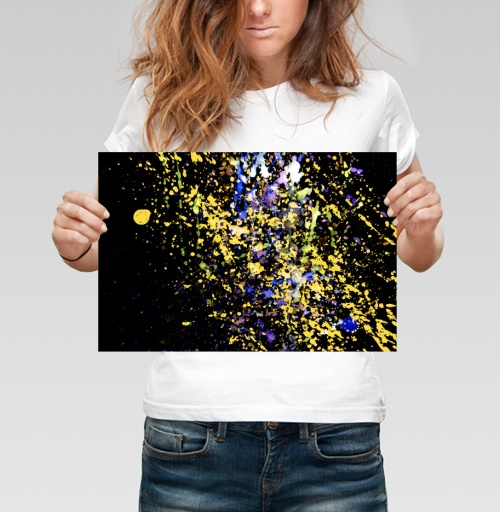 Фотография футболки Яркая экспрессия на фоне Abstract Paint Splashes Абстрактные брызги краски