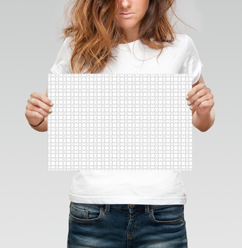 Фотография футболки White Puzzle Piece Geometry / Белая геометрия деталей пазла черных линий