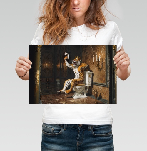 Фотография футболки Величественный Тигр Король на золотом троне Тигр Король унитазе