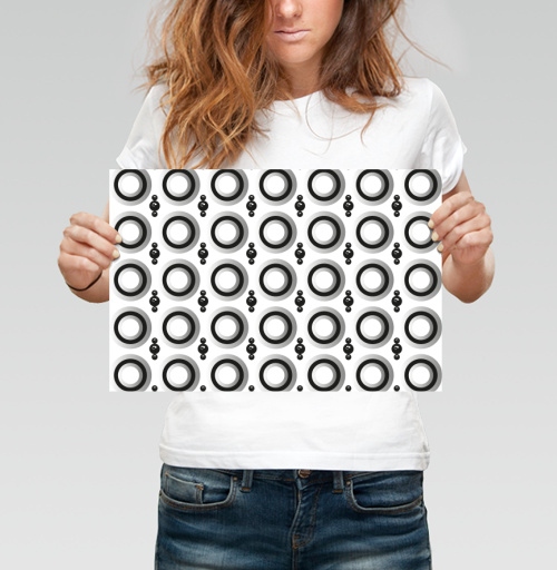 Фотография футболки Узор с кольцами и сферами Geometric pattern and black spheres