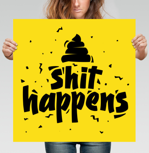 Фотография футболки Стикер «Shit happens» — смелый графический дизайн