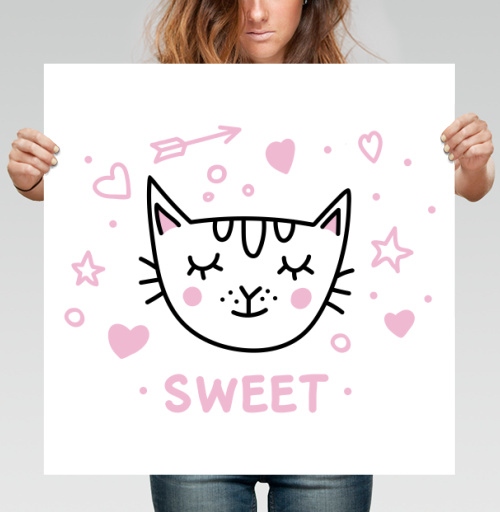 Фотография футболки Кот с розовыми щечками милый и нежный SWEET