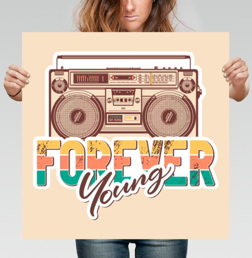 Фотография футболки Ретро бумбокс FOREVER Young винтажный принт