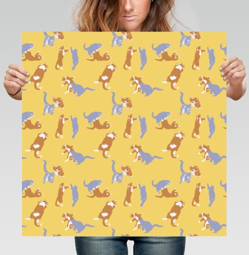 Фотография футболки Playful Pets Cats Pattern – Паттерн игры веселых котиков дизайн