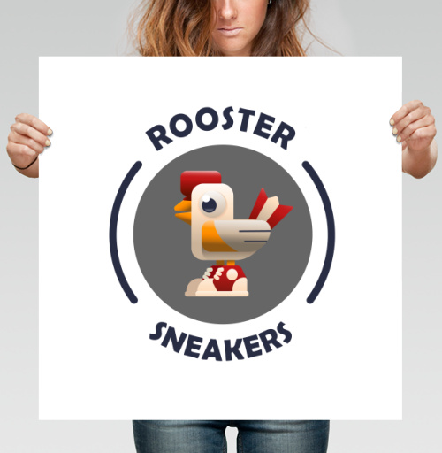 Фотография футболки Логотип ROOSTER Sneakers с петухом в кроссовках