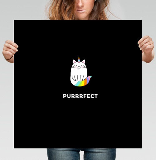 Фотография футболки Милый единорог-кот с радужным рожком PURRRFECT