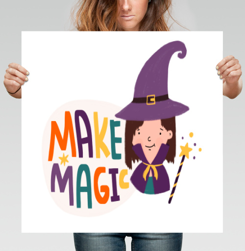 Фотография футболки Девочка волшебница с палочкой создай магию make magic
