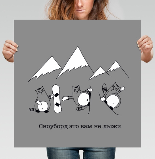 Фотография футболки Котенок на сноуборде забавные зимние трюки сноуборд это вам не лыжи