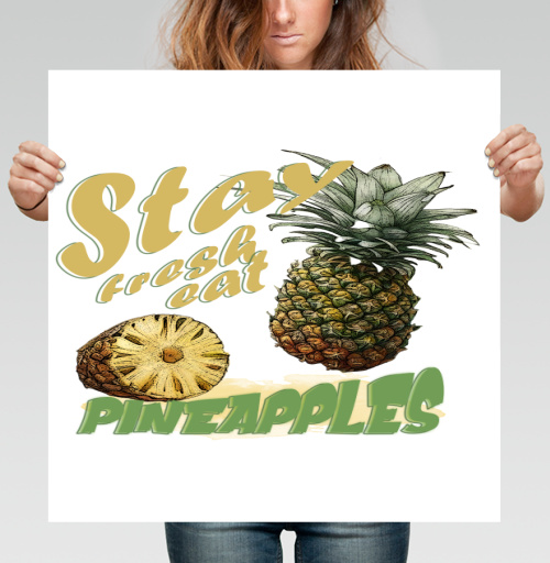 Фотография футболки Свежий ананас с натуральной текстурой и надписями pineapples