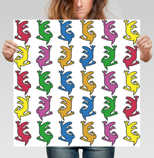 Фотография футболки Разноцветные ящерицы на сером фоне Colorful lizards on gray background