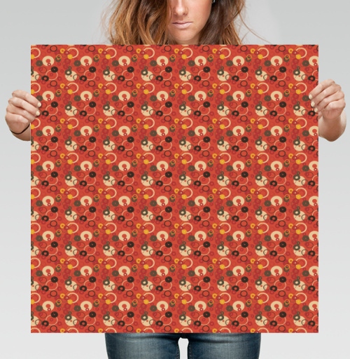 Фотография футболки Retro circles pattern – Ретро паттерн абстрактный теплый рыжий узор с кругами