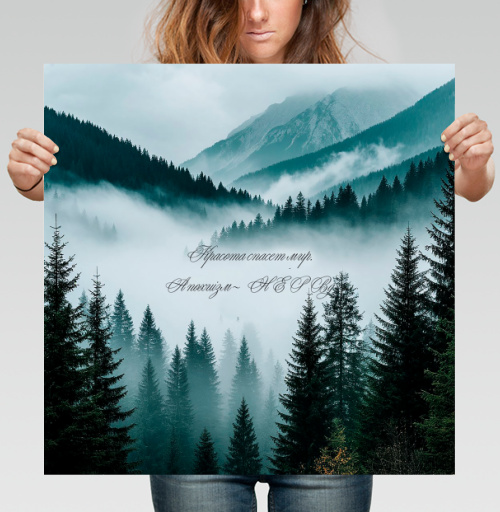 Фотография футболки Атмосферная открытка с ироничной цитатой на фоне природы