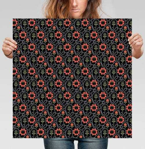 Фотография футболки Этнический узор с сердцами и растениями / Ethnic Pattern Style