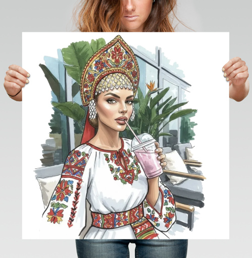 Фотография футболки Девушка в Русском стиле на чиле