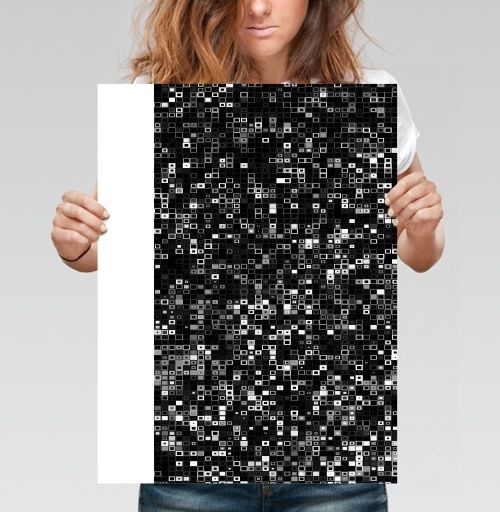 Фотография футболки Киберпанк glitch art пиксельная матрица QR мозаика