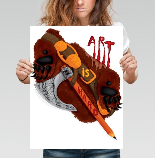 Фотография футболки Искусство через борьбу: HARD is ART с медвежьим когтем