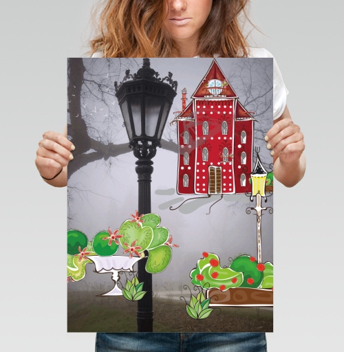 Фотография футболки Нарисуй  на тумане дом