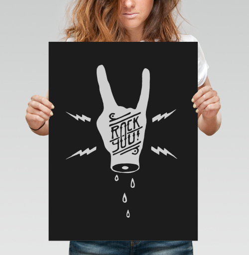 Фотография футболки Энергичный рок-жест с надписью ROCK YOU!