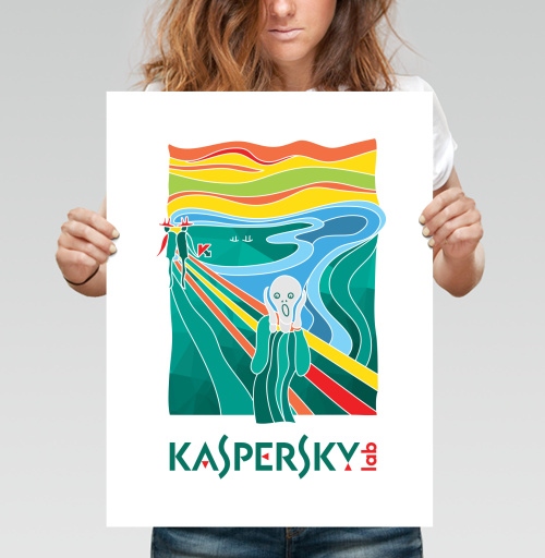 Фотография футболки Современная Интерпретация «Крика» с Логотипом Kaspersky