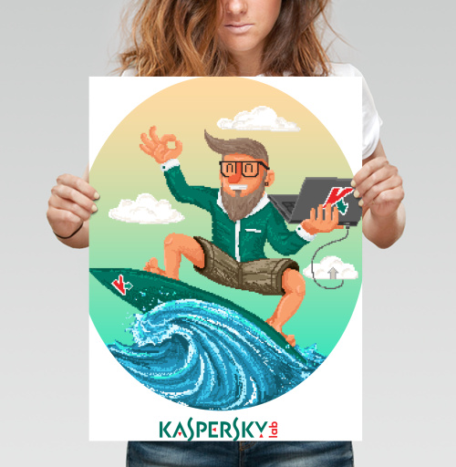 Фотография футболки Безопасный серфинг вместе с касперским - пиксельарт