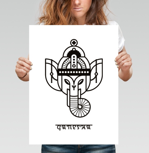 Фотография футболки Голова Ганеши Индийского божества с головой слона GANESHA
