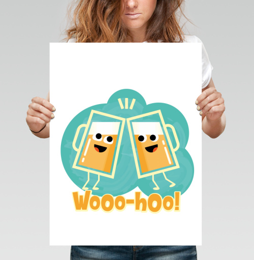 Фотография футболки Весёлый тост с пивными бокалами Wooo-hoo!