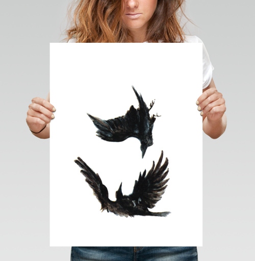 Фотография футболки Crows falling in love / Вороны влюбляются